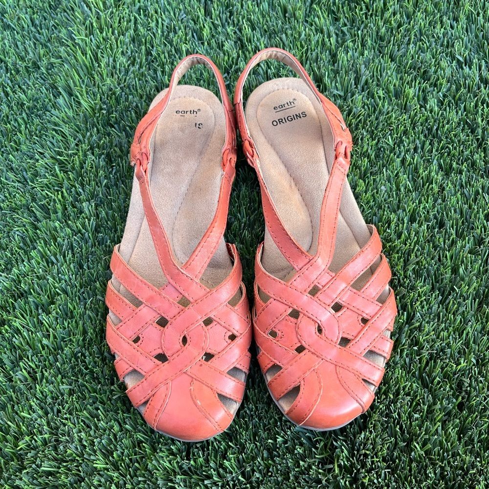 New no tag Earth‎ Origins Orange Huarache Sandals never used